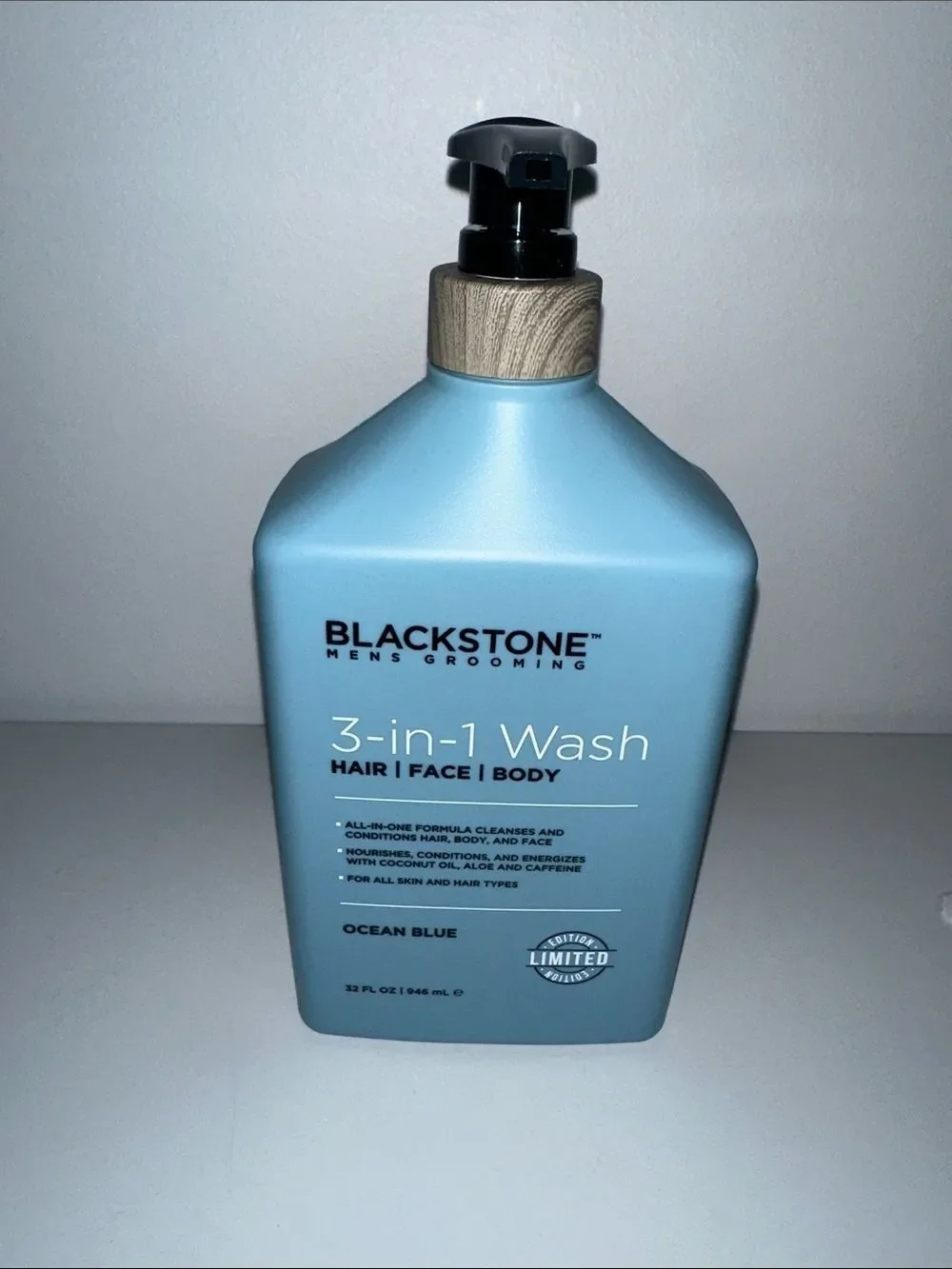 Blackstone Men’s Grooming Ocean Blue 3-in-1 Hair Face Body Wash 32 oz